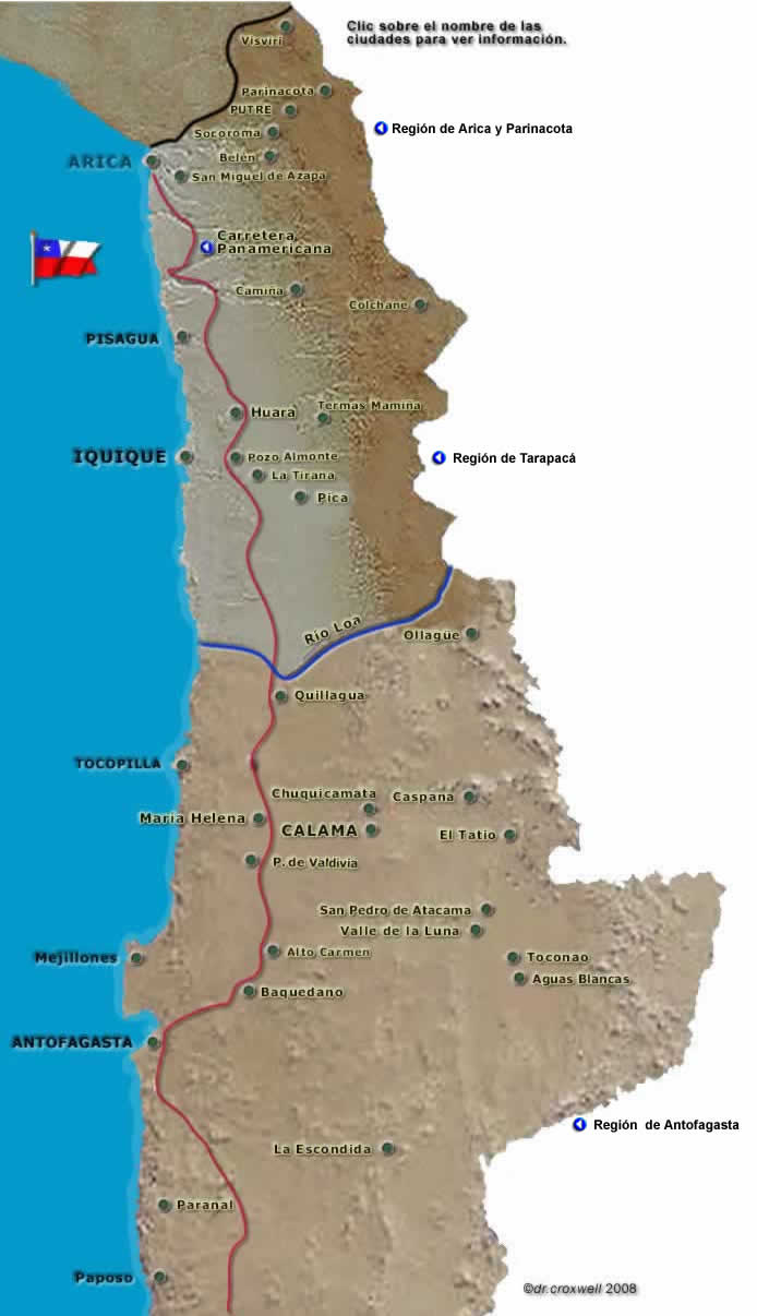 Mapa interactivo del norte grande chileno.